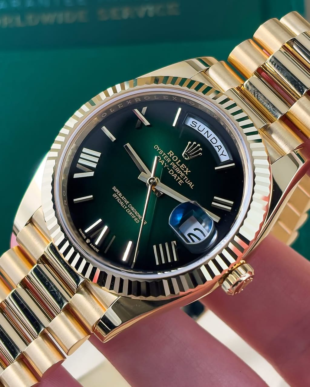Rolex day date gold green