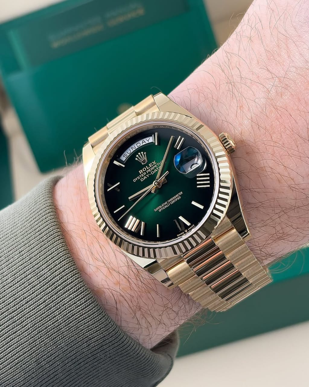 Rolex day date gold green